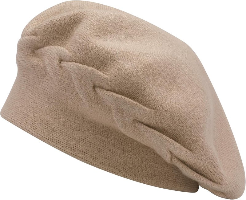 ZLYC French Beret hat, Reversible Solid Color Knit Warm Beret Cap for Womens Girls - Image 1